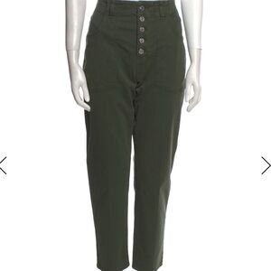 Veronica Beard Jeans Army Green Arya Straight Leg High Rise Pants  Size 28
